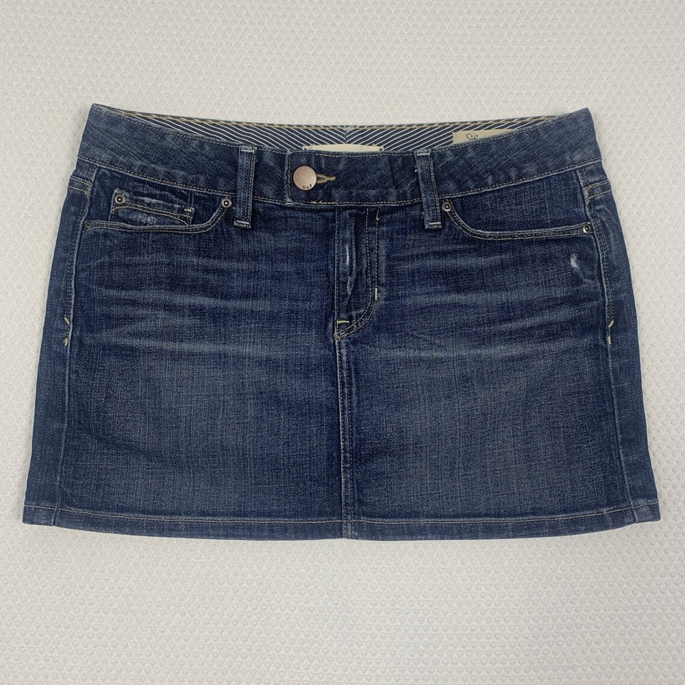 Gap Denim Mini Skirt Womens 4 Blue Distressed Low Rise Limited Ed 646534-00-1